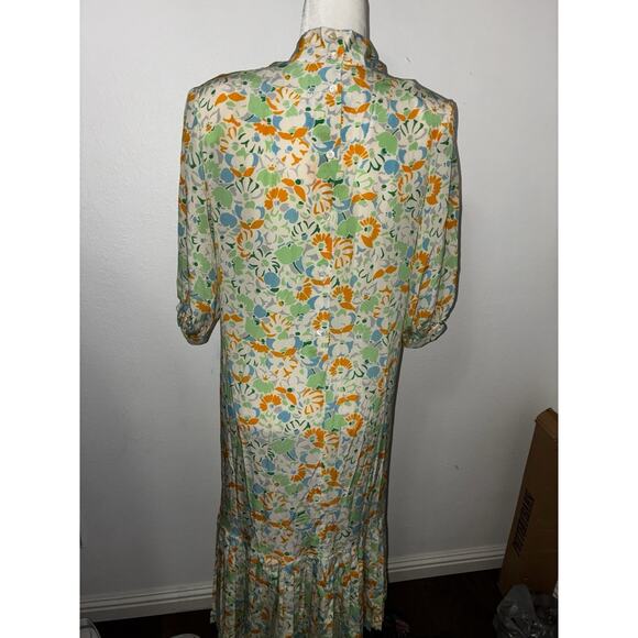 Guy Laroche Diffusion Paris Made in Dress Vintage Floral Dress 8 Pleated Bottom - Picture 10 of 12